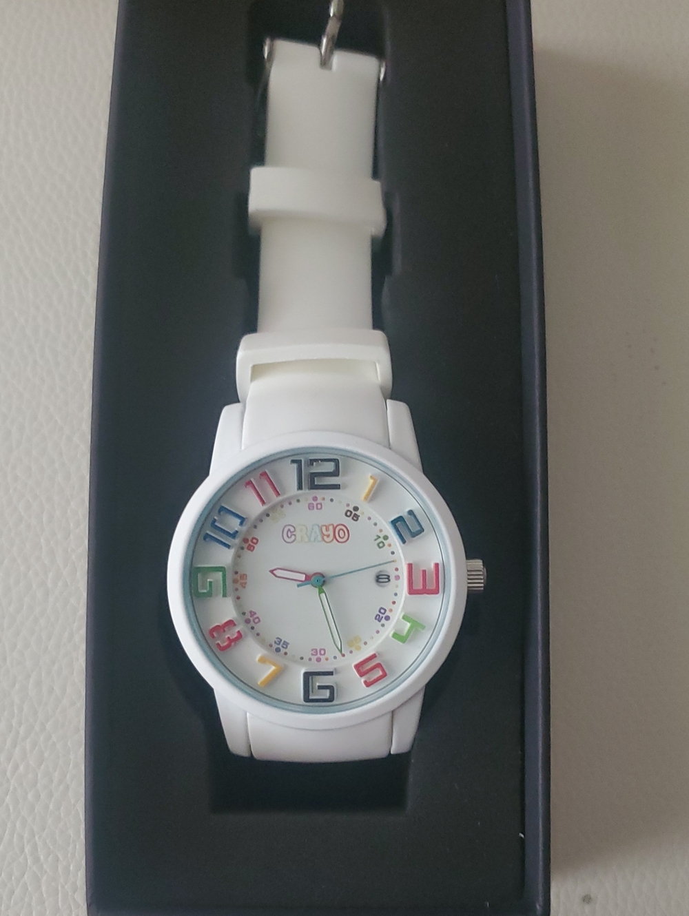 CRAYO Festival White Silicone Rainbow Number Watch, Unisex